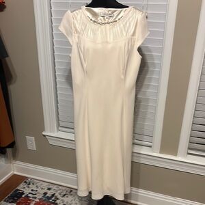Evan Picone Cream Sheath Dress with Flutter Cap Sleeves